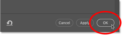 Clicking OK to commit and close Content-Aware Fill in Photoshop