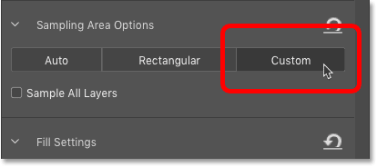 How to choose a Custom sampling area in Photoshop's Content-Aware Fill workspace