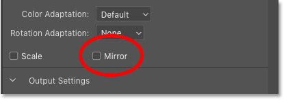 The Mirror option in the Filter Settings in Photoshop's Content-Aware Fill panel