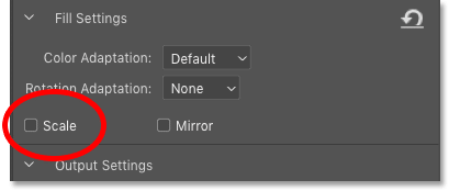 The Rotation Adaptation settings in the Content-Aware Fill panel