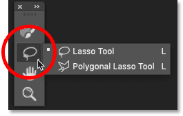 The Lasso Tool and Polygonal Lasso Tool in the Content-Aware Fill toolbar in Photoshop