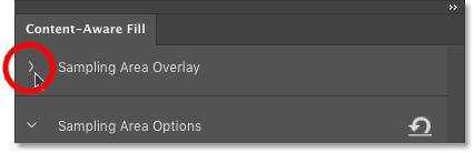 Expanding the Sampling Area Options section of the Content-Aware Fill panel in Photoshop