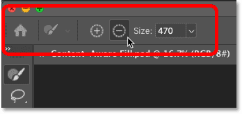 The Options Bar in the Content-Aware Fill workspace in Photoshop CC 2019.