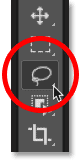 Selecting the Lasso Tool from Photoshop's toolbar