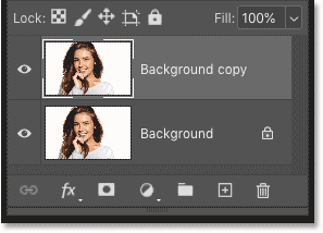 Photoshop's Layers panel showing the Background copy layer