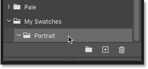 Choosing a swatch set in the Swatches panel in Photoshop CC 2020