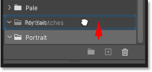 Dragging one swatch set into another set in Photoshop CC 2020