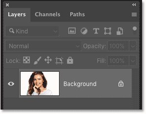 The Layers panel in Photoshop showing the original image on the Background layer