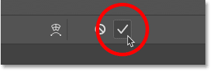 Clicking the checkmark to close Free Transform in Photoshop