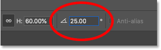 How to enter a specific rotation angle in Photoshop's Free Transform command