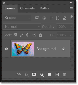 Photoshop's Layers panel showing the image on the Background layer.