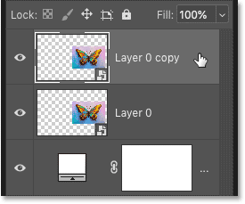 Selecting the smart object copy in Photoshop's Layers panel