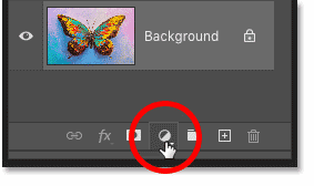 Clicking the New Fill or Adjustment Layer icon in Photoshop's Layers panel