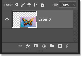 Photoshop's Layers panel showing a single layer in the document.