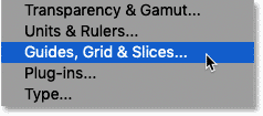 Opening Photoshop's Guides, Grid and Slices preferences