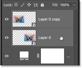 Selecting both smart objects in the Layers panel