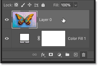 Selecting the image layer in Photoshop's Layers panel