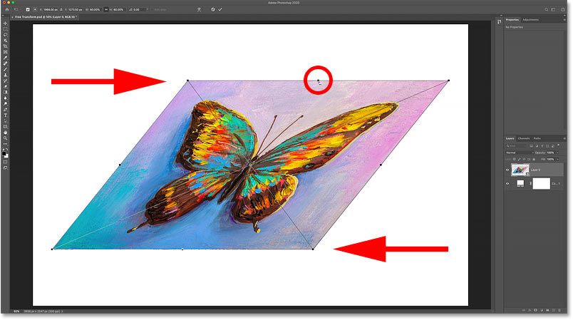 How to scale opposite sides at the same time with Photoshop's Free Transform command