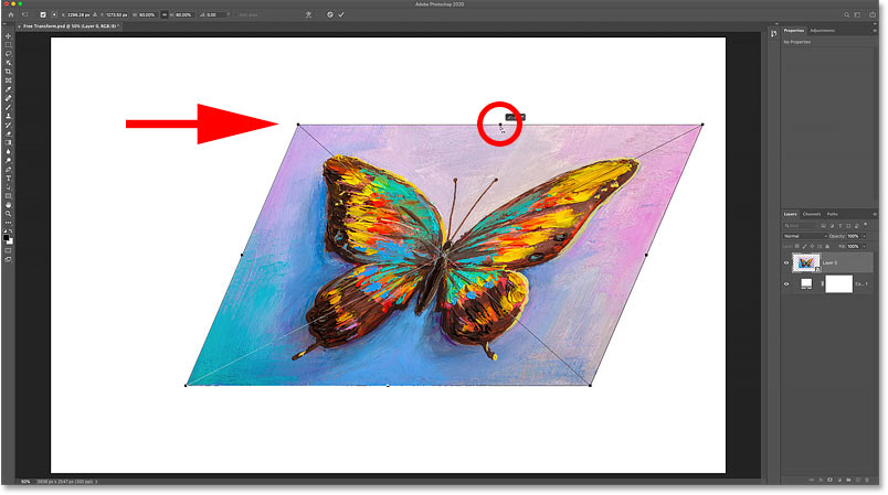 How to skew an image left or right with Photoshop's Free Transform command