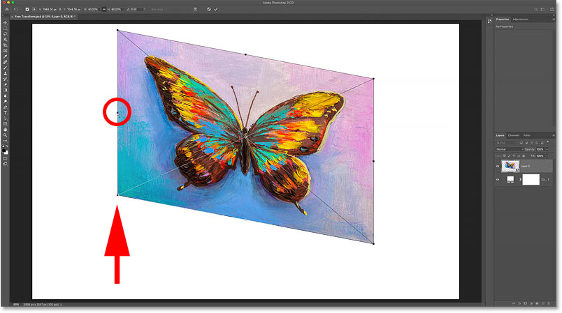 How to skew an image left or right with Photoshop's Free Transform command