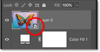 Photoshop smart objects are indicated by an icon in the lower right of the layer preview thumbnail