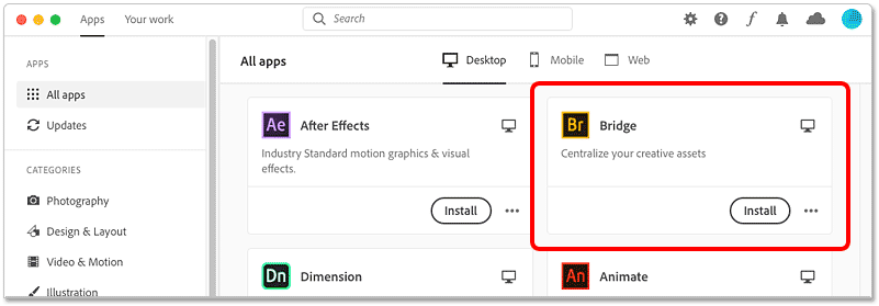 adobe creative cloud app doesnt have launch button