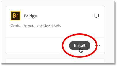 Installing Adobe Bridge from the Creative Cloud app