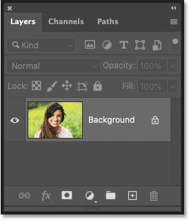 Photoshop's Layers panel showing the image on the Background layer.