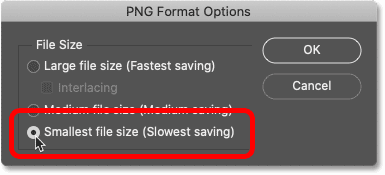 The PNG Format Options dialog box.