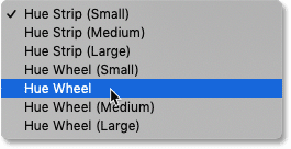 How to choose a different HUD Color Picker (Hue Strip or Hue Wheel) in Photoshop
