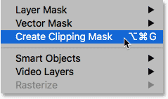 where is clippping mask icon in photoshop 5.1