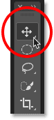 Selecting the Move Tool in Photoshop. 