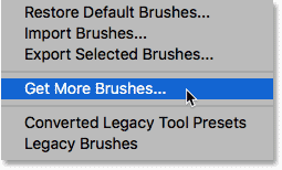 The 'Get More Brushes' command in Photoshop CC 2018