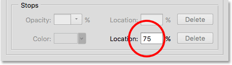 Manually entering a new location value. 