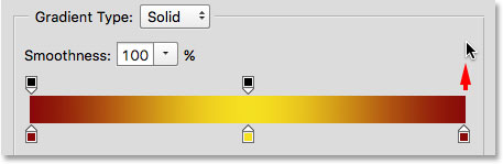 Removing the transparency stop on the right. Image © 2015 Steve Patterson, Photoshop Essentials.com