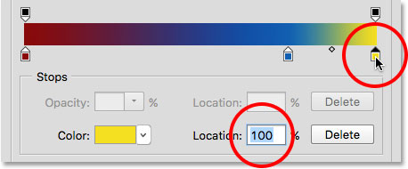 Moving a color by dragging its stop along the gradient. 