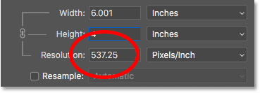 Entering a Width value for the print size automatically sets the Height value