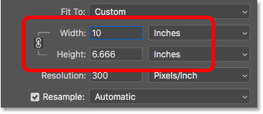 A height of 10 inches sets the width to 6.666 inches