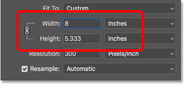 A height of 8 inches sets the width to 12 inches