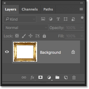 The Background layer in the Layers panel in Photoshop. 