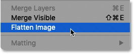 Choisir la commande Aplatir l'image dans Photoshop