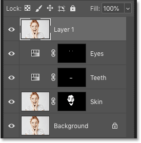 Eine verschmolzene Kopie der vorhandenen Ebenen erscheint im Ebenenbedienfeld von Photoshop's Layers panel