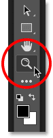 Selecting the Zoom Tool from the Toolbar in Photoshop