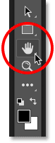 Selecting the Hand Tool from the Toolbar in Photoshop