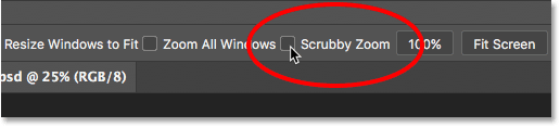 Photoshop scrubby zoom не работает