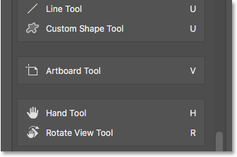 The Artboard Tool now sits abov the Hand Tool. 