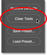 Clicking the Clear Tools button. 