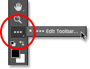 Memilih Edit Toolbar dari panel Tools di Photoshop CC 2015. Gambar © 2016 Steve Patterson, Photoshop Essentials.com