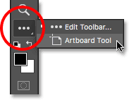 alat tambahan yang tercantum di bawah perintah Mengedit Toolbar di Toolbar.  Gambar © 2016 Steve Patterson, Photoshop Essentials.com