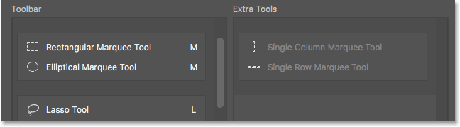 Dragging the entire tool group into the Extra Tools column. 